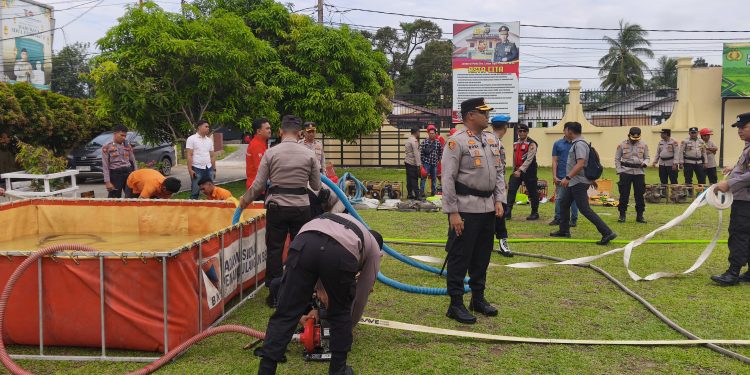 Kapolres Kampar Pimpin Apel Karhutla, 27 Unit Peralatan Siap Siaga, Tidak Ada yang Rusak