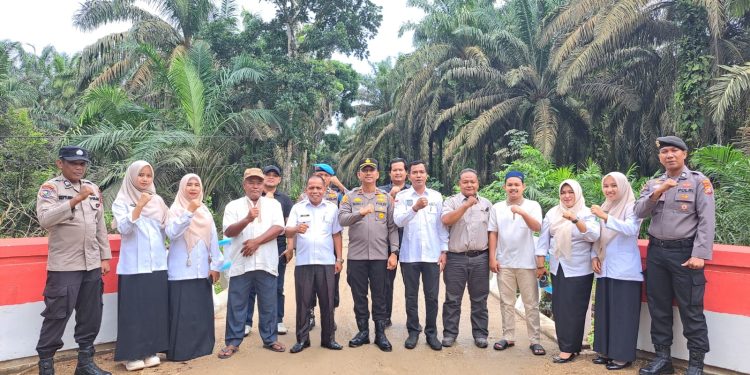 Pembangunan Jembatan Merah Putih Tahap II, Polsek LBJ Selesaikan Renovasi Jembatan Desa Pondok Gelugur