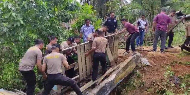 Polres Kuansing Mulai Pembangunan Jembatan Merah Putih Presisi di Sentajo Raya
