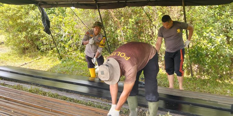 Progres Pembangunan Jembatan Merah Putih Presisi Capai 10 Persen, Polres Kuansing Percepat Akses Penghubung Desa