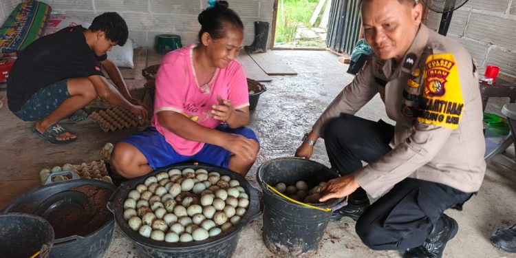 Bhabinkamtibmas Polsek Tambang Dampingi Peternak Bebek Wujudkan Ketahanan Pangan