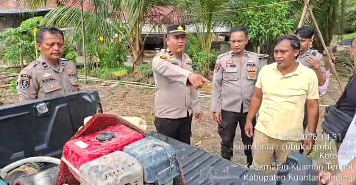 Tindak Lanjut Laporan Call Center 110, Polres Kuansing Tertibkan Aktivitas PETI di Tengah Permukiman Warga