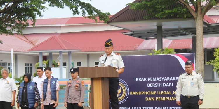 LPKA Kelas II Pekanbaru Menggelar Deklarasi dan Ikrar Pemasyarakatan Bersih dari Handphone Ilegal, Narkoba, dan Penipuan