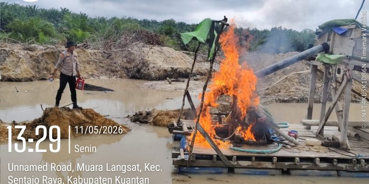 Tim Gabungan Polres Kuantan Singingi dan Polsek Benai Tindak Tegas Dugaan Aktivitas PETI di Wilayah Hukum Benai