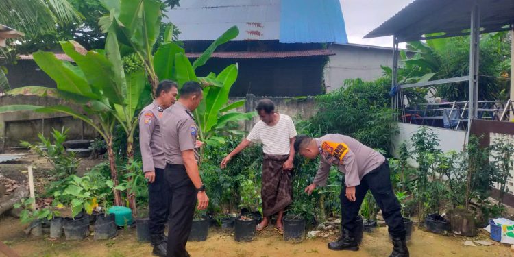 POLSEK KAMPAR KIRI HILIR GELAR “POLISI CINTA PETANI”, DUKUNG PROGRAM PEKARANGAN PANGAN BERGIZI DI DESA BINA BARU