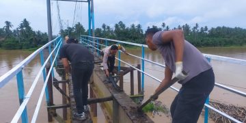 Polres Kuansing Lanjutkan Pembangunan Jembatan Merah Putih Presisi, Progres Capai 30 Persen