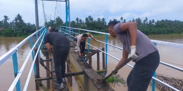 Polres Kuansing Lanjutkan Pembangunan Jembatan Merah Putih Presisi, Progres Capai 30 Persen
