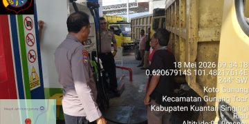Polsek Jajaran Polres Kuansing Siaga di SPBU, Distribusi BBM Dipastikan Aman dan Kondusif