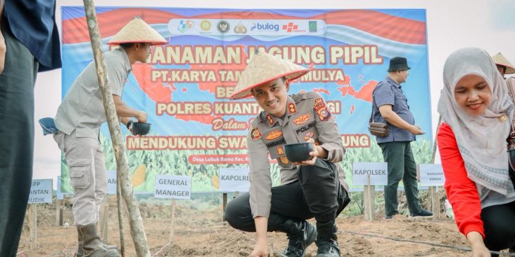 Kapolres Kuansing Pimpin Penanaman Jagung Pipil di Lahan PT KTBM Dukung Swasembada Pangan 2026