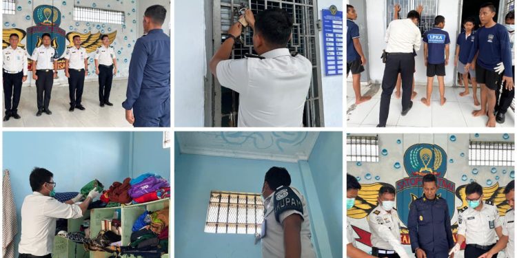 LPKA Kelas II Pekanbaru Melaksanakan Razia Rutin di Area Blok Hunian Anak Binaan