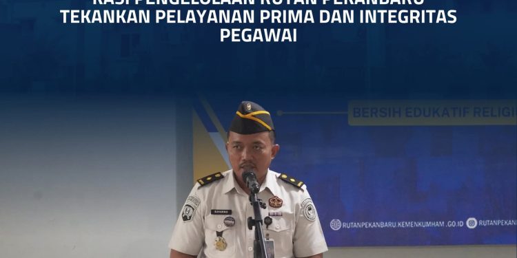 Apel Pagi Senin, Kasi Pengelolaan Rutan Pekanbaru Tekankan Pelayanan Prima dan Integritas Pegawai