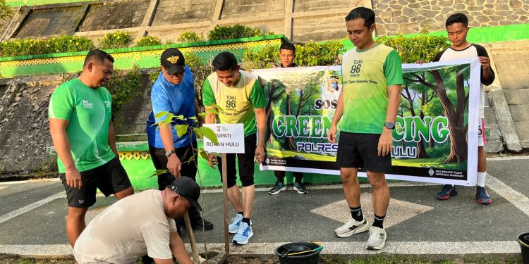 Semarakkan Riau Bhayangkara Run 2026, Kapolres Rohul Gelar Penanaman Pohon dan Sosialisasi Green Policing