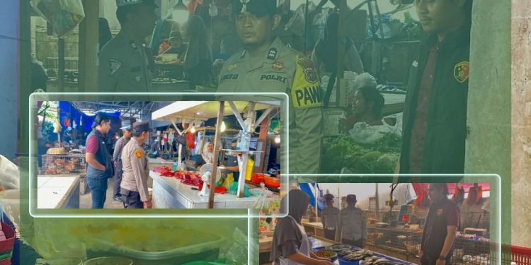 _POLRESTA PEKANBARU MONITORING KETAHANAN PANGAN, POLSEK LIMAPULUH CEK STOK DAN HARGA SEMBAKO DI PASAR SAIL