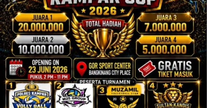 Jangan Lewatkan! Open Tournament Bola Voli Putra Kapolres Kampar Cup 2026 Resmi Dibuka Hari Ini