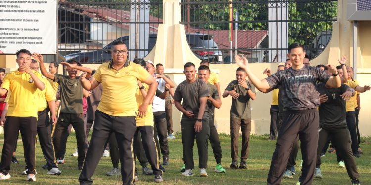 Polres Kampar, Kodim 0313/KPR & Yonif 132/BS, Gelar Olahraga Bersama – Rangkaian Hari Bhayangkara Ke-80