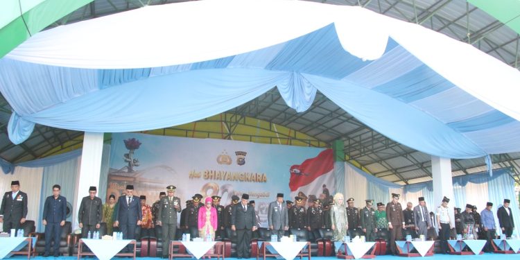 Pokres Inhu Gelar Upacara Hari Bhayangkara, Kapolres Bacakan Amanat Presiden RI