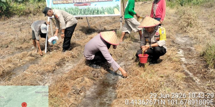 Polsek Bandar Sei Kijang Dukung Ketahanan Pangan di Lubuk Ogung