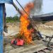 Polsek Singingi Hilir Tertibkan PETI di Desa Sungai Paku, Tiga Rakit Dompeng Dimusnahkan