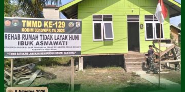 Memasuki H-6 TMMD ke-129 Kodim 0313/KPR, Pembangunan RTLH Ibu Asmawati Masuki Tahap Finishing dan Pengecatan
