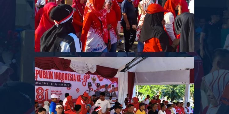 Lapas Kelas IIB Pasir Pangarayan Hadiri Jalan Santai dalam Rangka Memeriahkan HUT ke-81 Kemerdekaan RI Tingkat Kecamatan Rambah