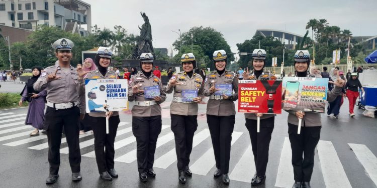 Polantas Karib Hadir, Edukasi Keselamatan Berlalu Lintas Warnai Car Free Day Pekanbaru