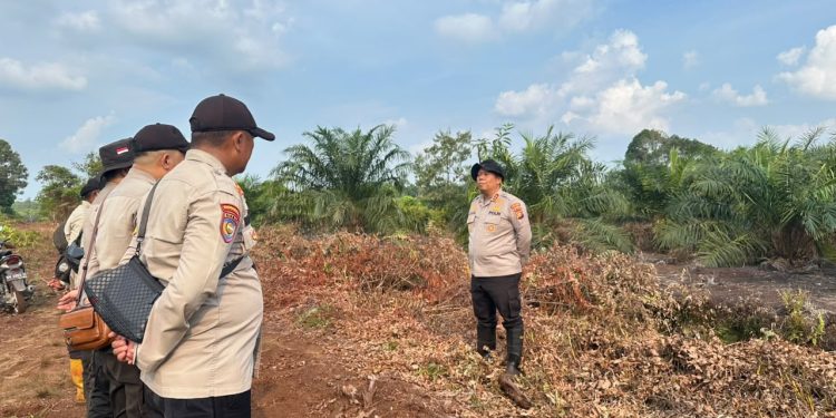 Kapolres Pelalawan TNI dan RPK PT Pimpin Padamkan Karhutla 10 Hektar di Kerumutan, Water Bombing Diterjunkan