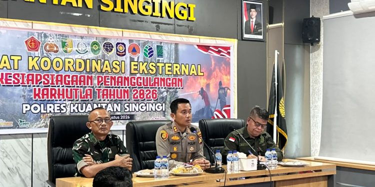 Polres Kuansing Perkuat Sinergi Lintas Sektoral Melalui Rapat Koordinasi Kesiapsiagaan Penanganan Karhutla