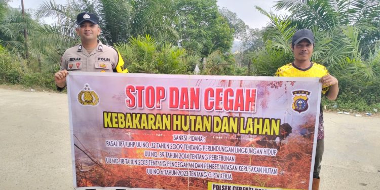 Cegah Karhutla, Polsek Cerenti dan Pangean Gencarkan Imbauan kepada Masyarakat