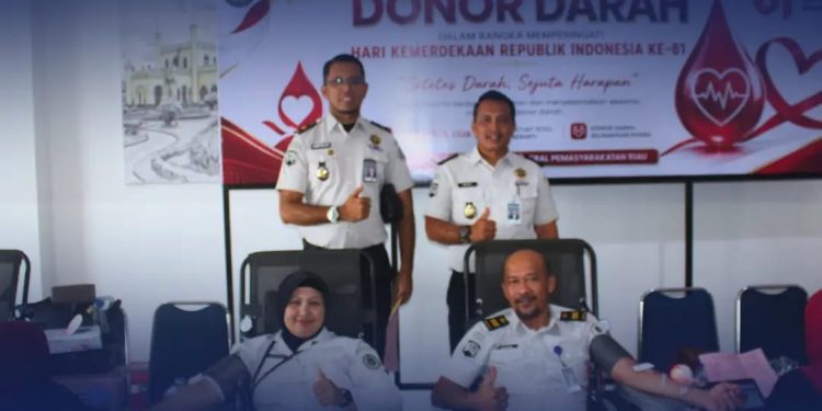 Setetes Darah Sejuta Harapan, Lapas Narkotika Rumbai Dukung Aksi Donor Darah Kanwil Ditjenpas Riau