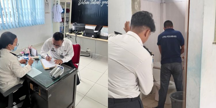 LPKA Kelas II Pekanbaru dalam Mewujudkan Lingkungan Pembinaan yang Aman, Sehat, dan Bebas dari Narkoba dengan Melakukan Test Urin.