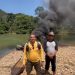 Polsek Kampar Kiri Bakar Rakit Tambang Ilegal di Desa Kota Lama