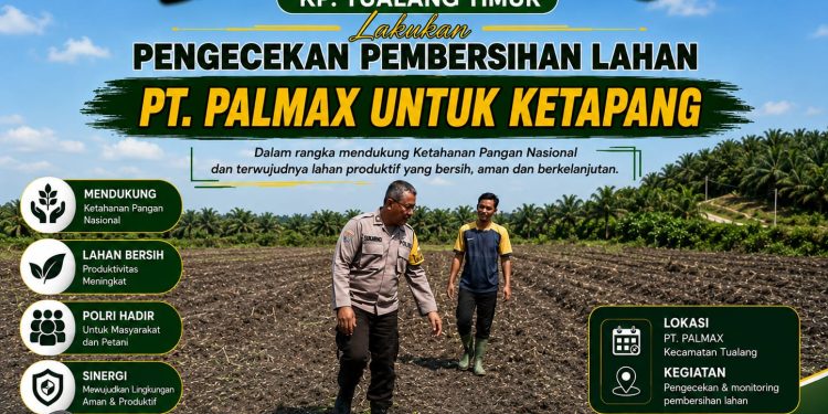 Usai Panen, Lahan PT PAS Dibersihkan, Polsek Tualang Pastikan Siap Ditanami Jagung Dakam Rangka Ketahanan Pangan