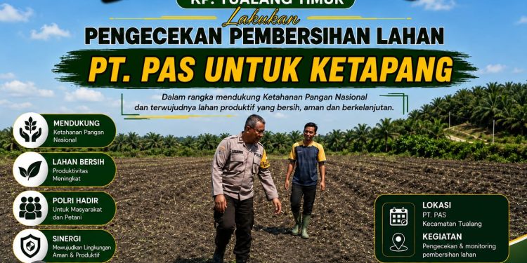 Usai Panen, Lahan PT PAS Dibersihkan, Polsek Tualang Pastikan Siap Ditanami Jagung Dalam Rangka Ketahanan Pangan