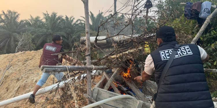 Polsek Singingi Tertibkan Dua Rakit PETI di Desa Kebun Lado