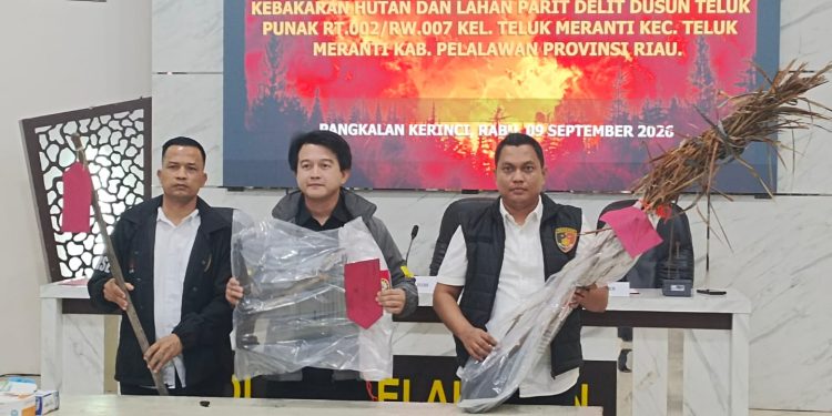 Polres Pelalawan Amankan Tiga warga Teluk Meranti buka lahan dengan Cara Membakar di SM Kerumutan