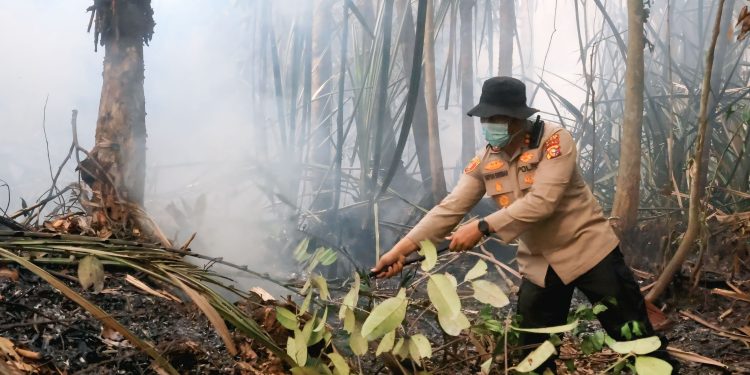 Tak Kenal Lelah, Kapolres Siak AKBP Sepuh Ade Irsyam Siregar Pimpin Langsung Pemadaman dan Pendinginan Karhutla di Dayun