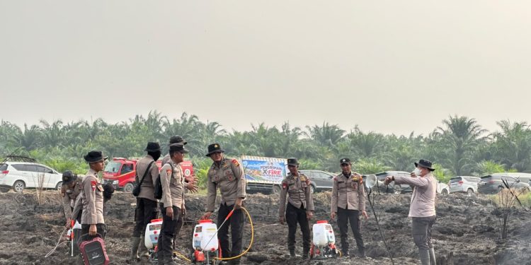 Aslog Kapolri- Kapolda Riau Pimpin Pemadaman Karhutla di Pelalawan, Gunakan Formula X-Fire
