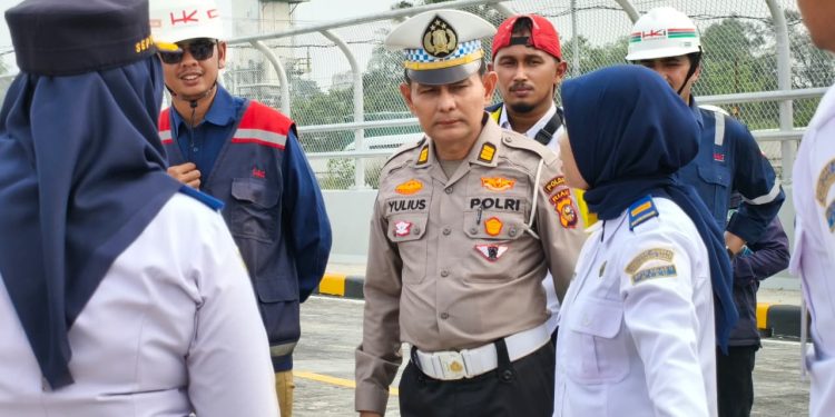 Pastikan Kesiapan Open Traffic, Ditlantas Polda Riau Tinjau Overpass STA 203+285