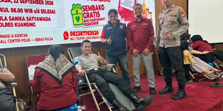 Polres Kuansing Gelar Bhakti Kesehatan Donor Darah dan Bagikan Sembako dalam Rangka HUT Dubalang