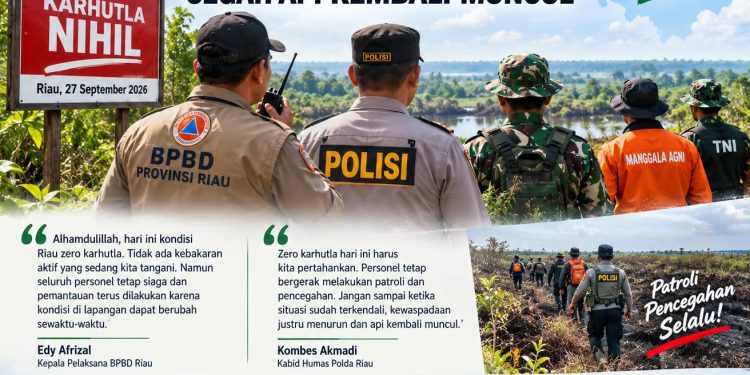 Riau Zero Karhutla, Satgas Tetap Siaga Cegah Api Kembali Muncul