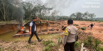 Polsek Pangean Tertibkan Dua Rakit PETI di Desa Pulau Deras