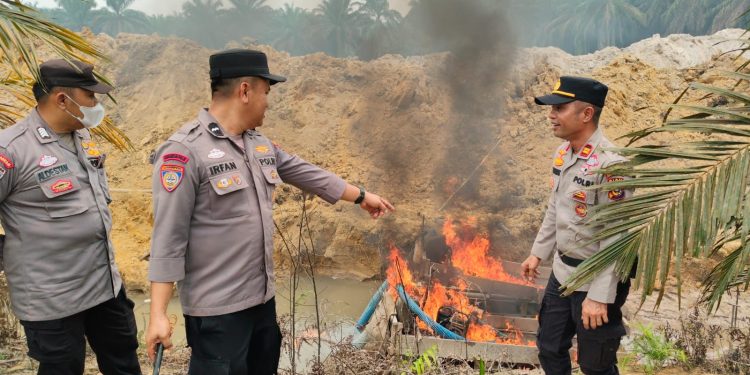 Polsek Benai Cegah Aktivitas PETI, 9 Rakit Stingkay di Sungai Langsat Ditertibkan