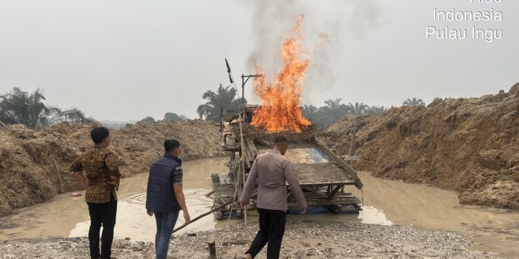 Polsek Pangean Tertibkan Satu Rakit PETI di Pulau Lowe
