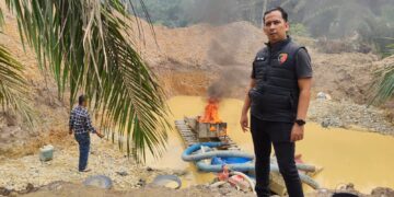Polsek Benai Tindak Dua Rakit PETI di Sungai Jambu, Jalur Patah