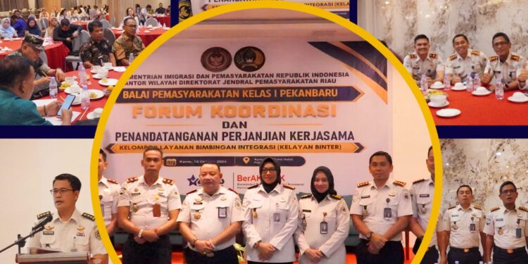 Kepala Lapas Narkotika Rumbai Ikuti Forum Koordinasi dan Penandatanganan Perjanjian Kerja Sama Kelompok Layanan Bimbingan Integrasi