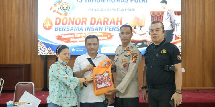 Sambut HUT Humas Polri ke-75 Tahun 2026, Polres Kuansing Gelar Kegiatan Donor Darah