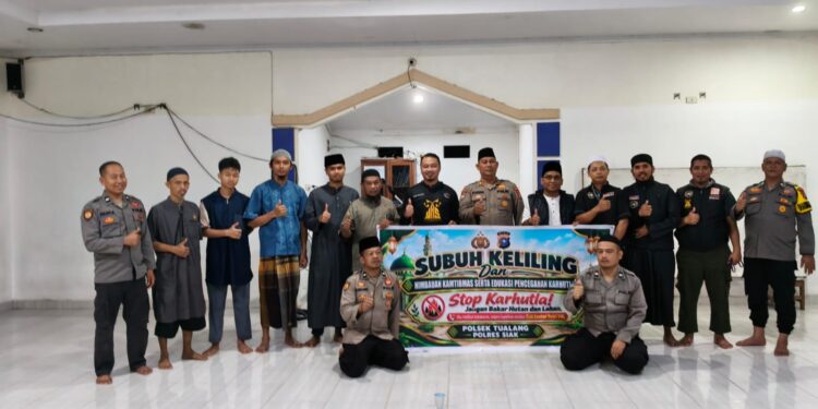 Polisi Bersama Masyarakat Kolaborasi SULINGMAS Polsek Tualang Bersama Bikers Subuh ajak warga ciptakan kamtibmas dan Pelopor keselamatan