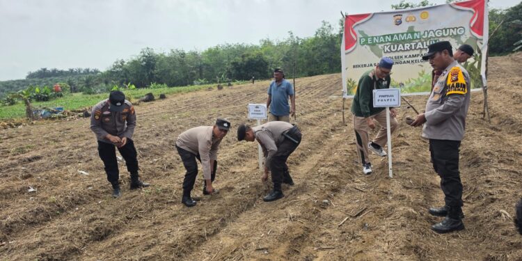 Wujud Polisi Bersama Masyarakat, Polsek Kampar Kiri Dukung Gerakan Ketahanan Pangan Desa Lipat Kain Selatan